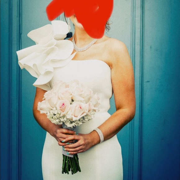 White Jovani Prom Dress - Picture 2 of 5